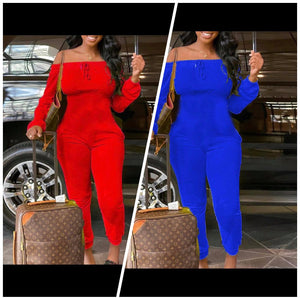 Leisure dew shoulder jumpsuit