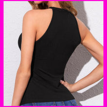 Load image into Gallery viewer, Black mesh yoke halter top available
