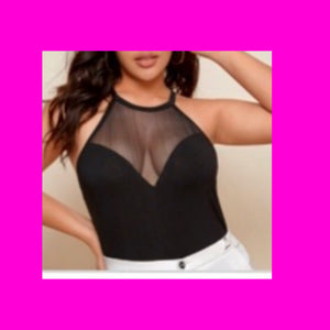 Black mesh yoke halter top available